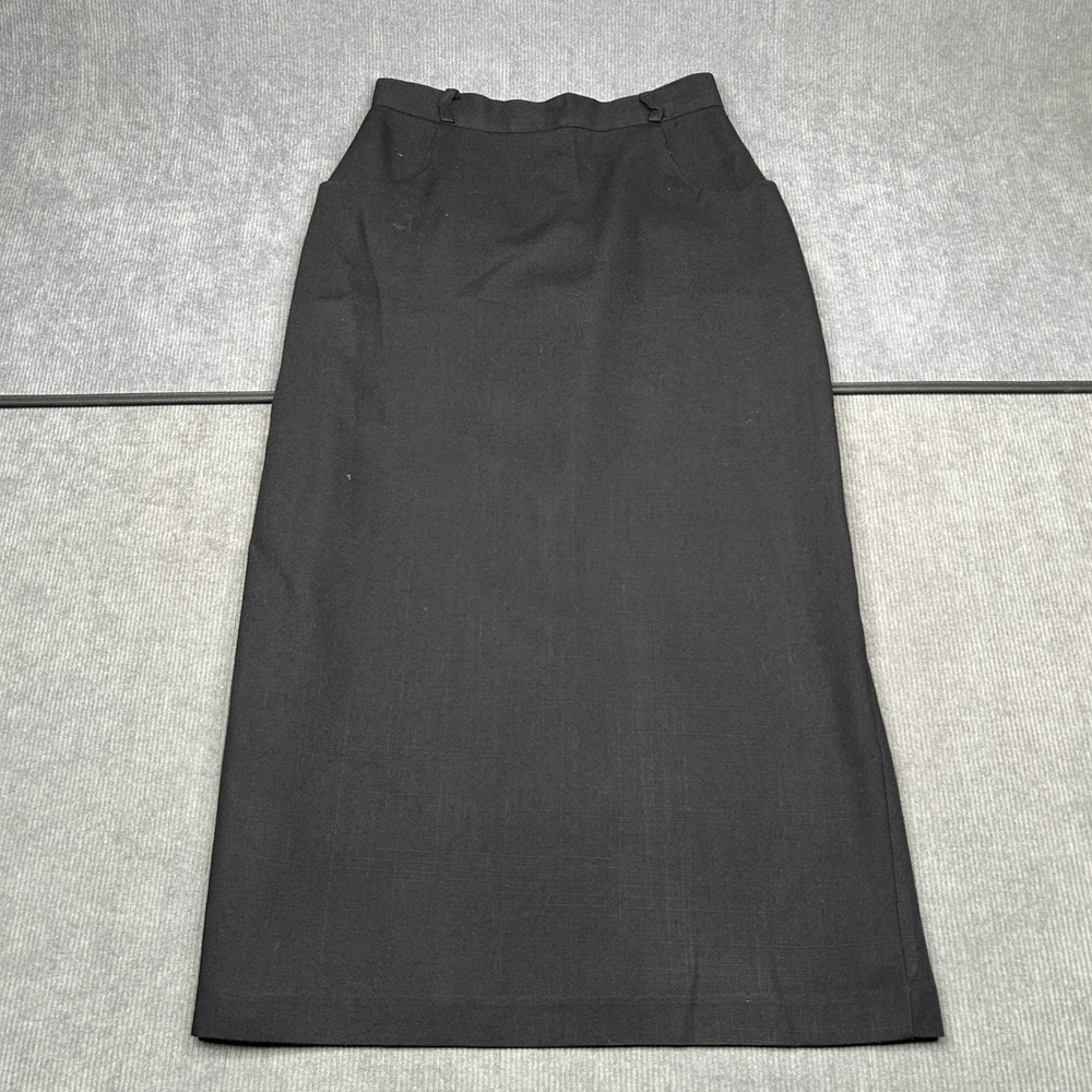 California Jam Vintage Maxi Skirt Black Woven High Waist Back Vent Made in USA